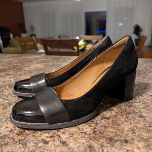 Clarks heeled shoes.